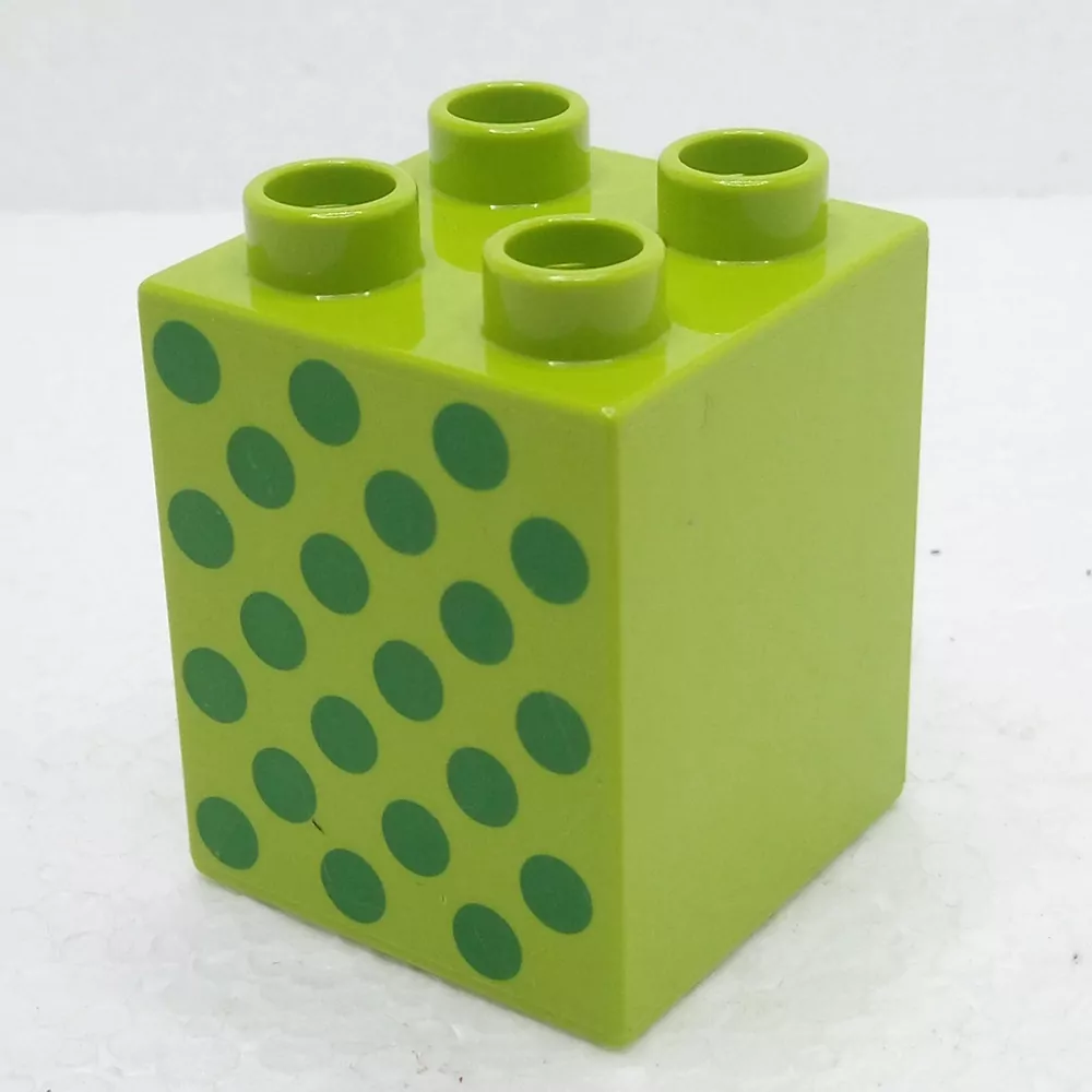 Lego® Duplo® Kostka 2x2x2 potisk zelené tečky