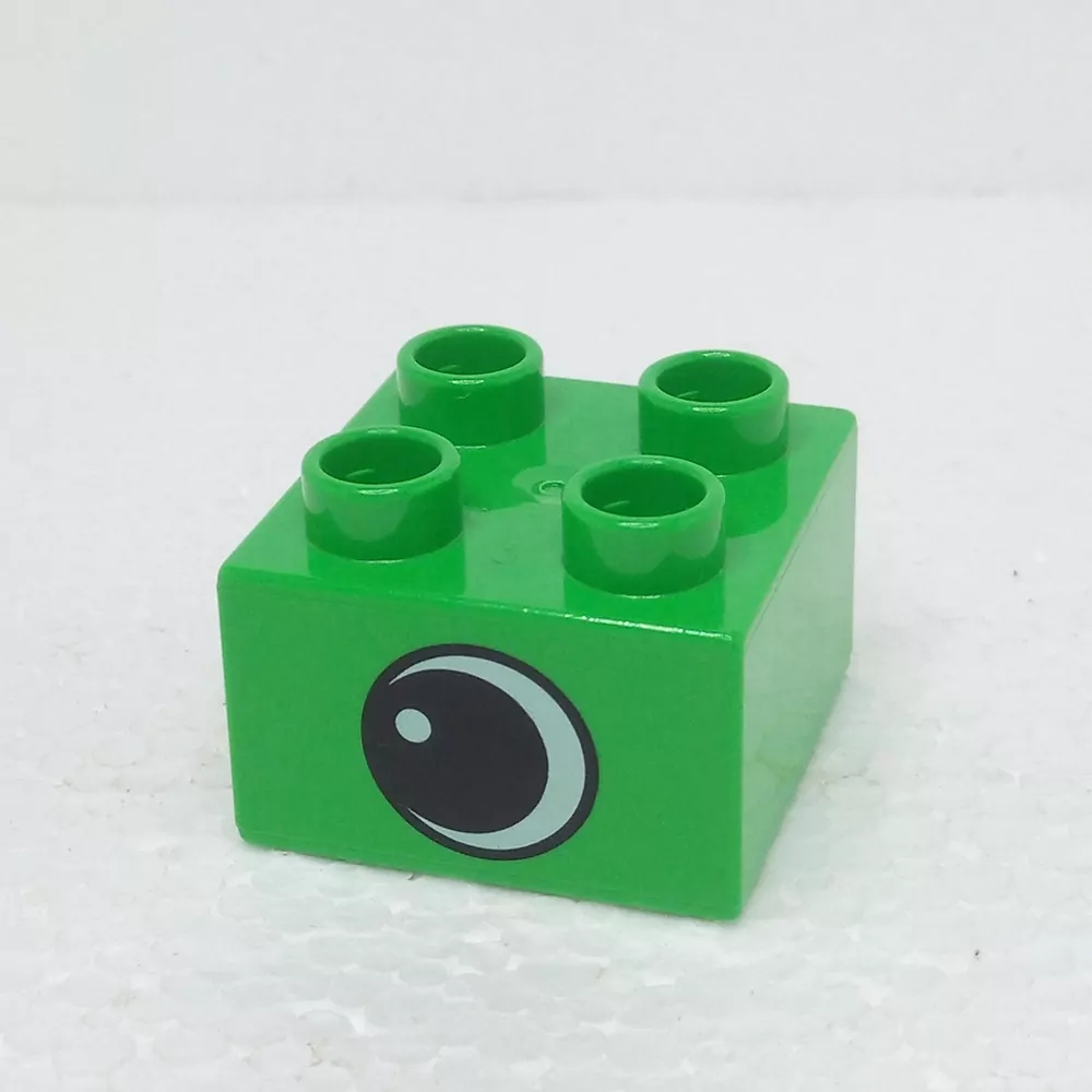 Lego® Duplo® Kostka 2x2 potisk oko, oboustranná světle zelená