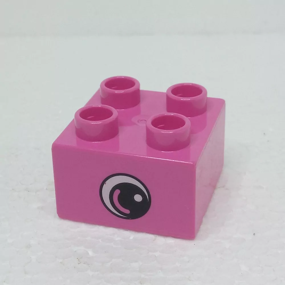 Lego® Duplo® Kostka 2x2 potisk oko malé, oboustranná růžová