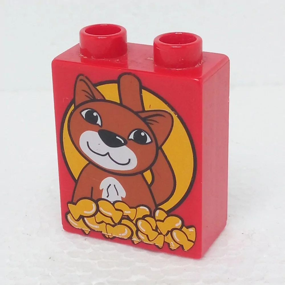 Lego® Duplo® Kostka 1x2x2 potisk kočka s jídlem