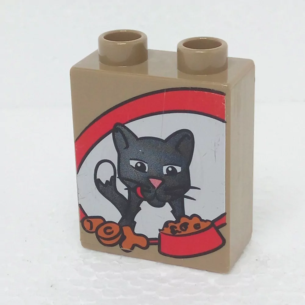 Lego® Duplo® Kostka 1x2x2 potisk kočka s jídlem
