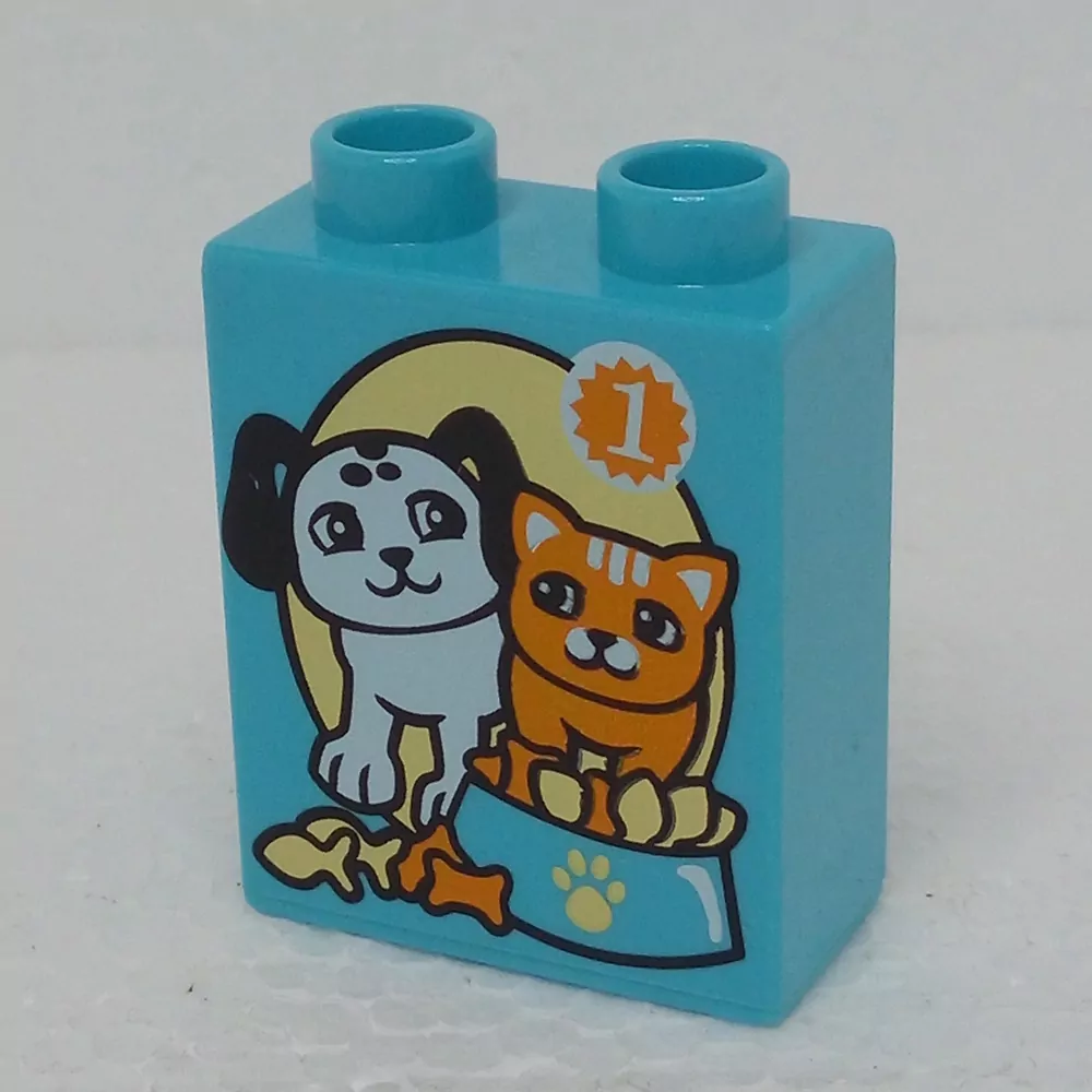Lego® Duplo® Kostka 1x2x2 potisk pes a kočka