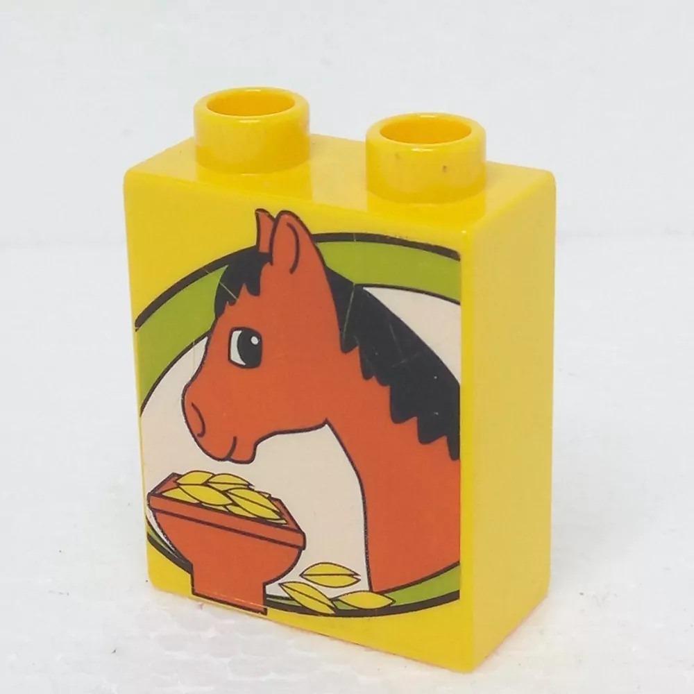 Lego® Duplo® Kostka 1x2x2 potisk kůň s jídlem