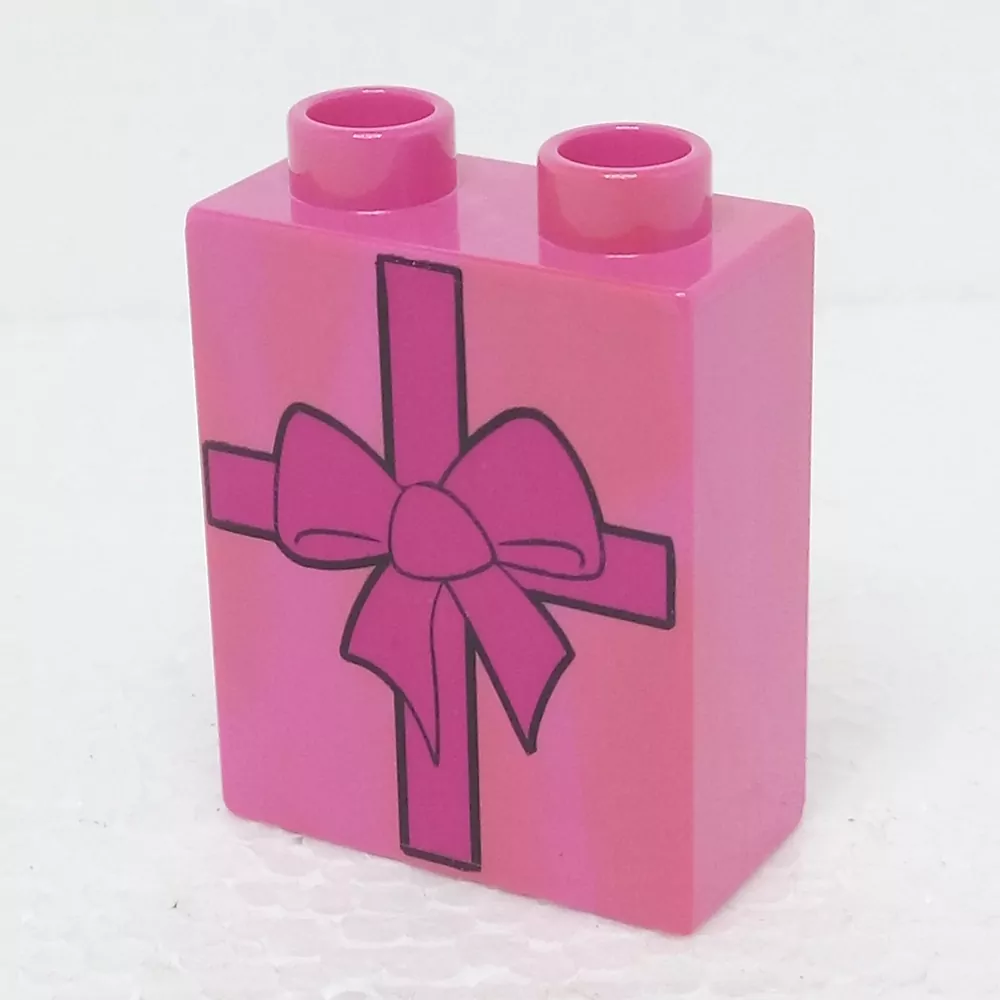 Lego® Duplo® Kostka 1x2x2 potisk dárek růžový
