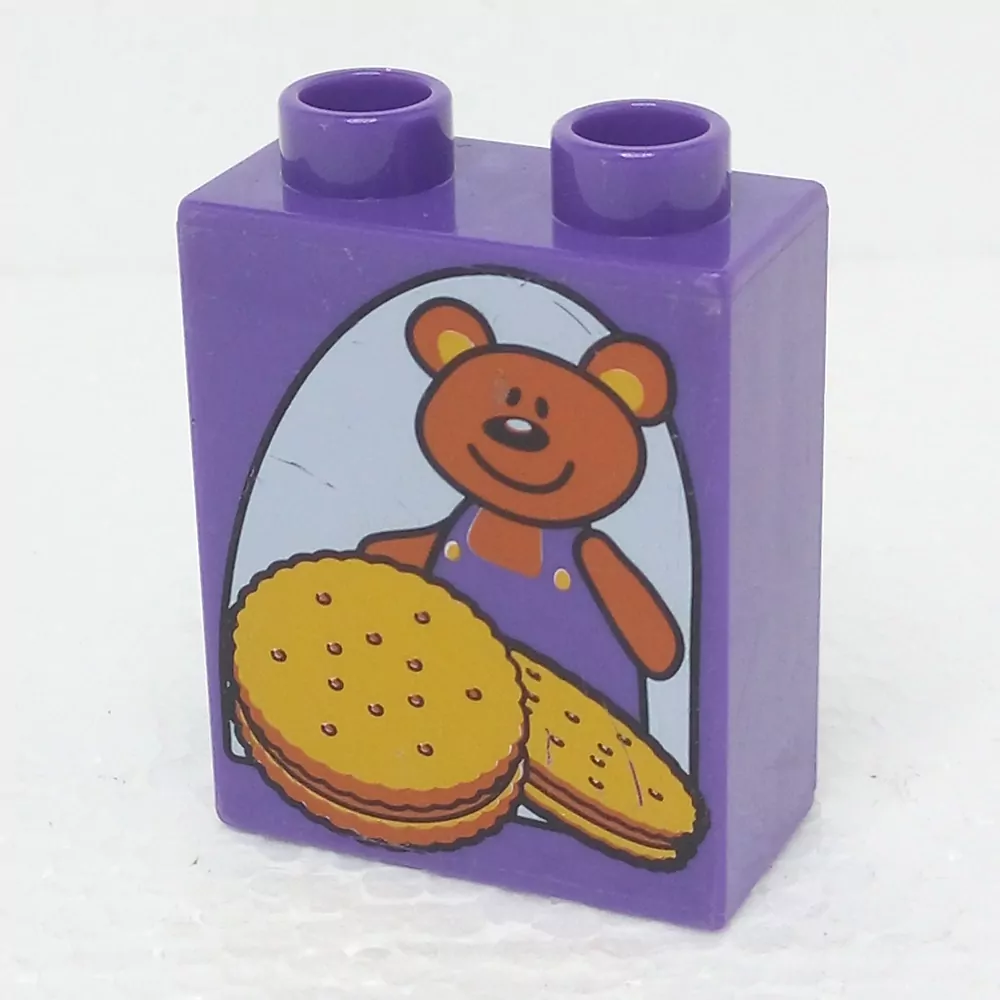 Lego® Duplo® Kostka 1x2x2 potisk medvídek a sušenky
