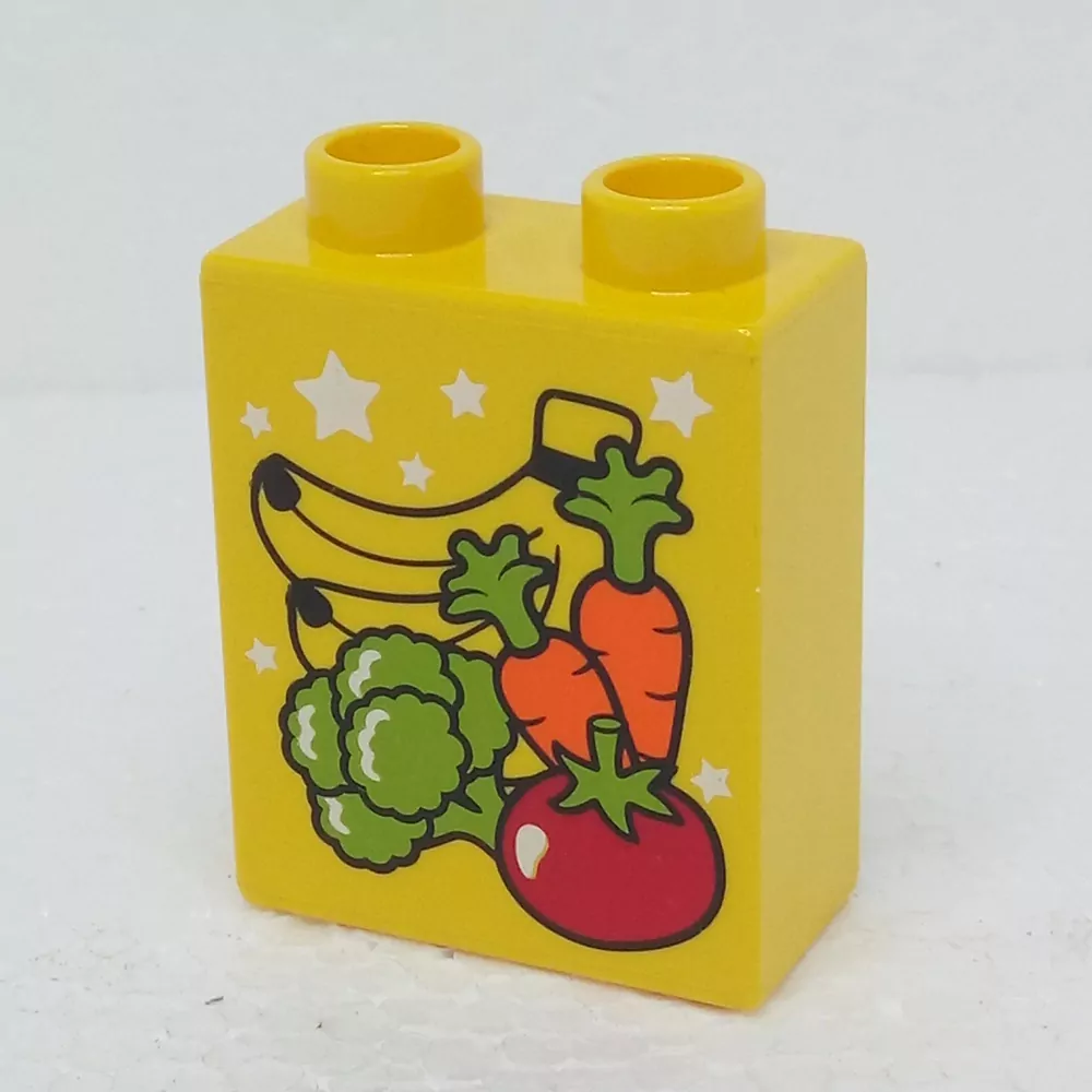 Lego® Duplo® Kostka 1x2x2 potisk ovoce, zelenina