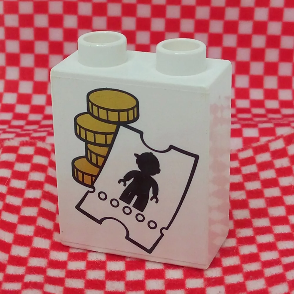 Lego® Duplo® Kostka 1x2x2 potisk vstupenka, mince