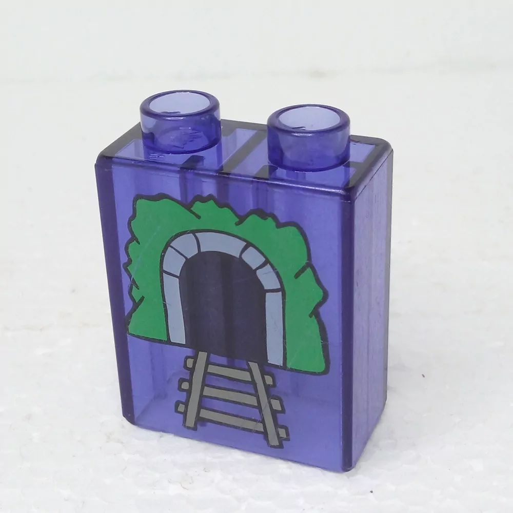 Lego® Duplo® Kostka 1x2x2 průhledná, potisk tunel