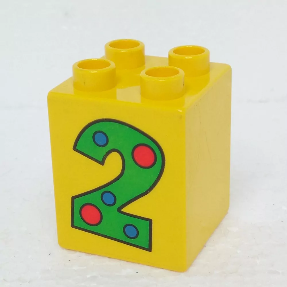 Lego® Duplo® Kostka 2x2x2 potisk číslo zelené "2" s tečkami