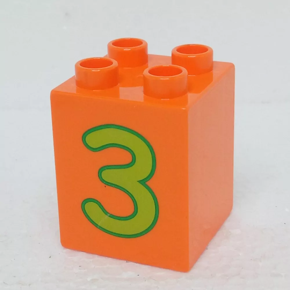 Lego® Duplo® Kostka 2x2x2 potisk číslo zelené "3"