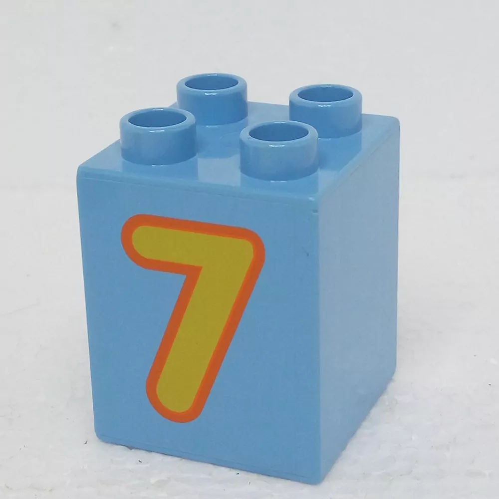 Lego® Duplo® Kostka 2x2x2 potisk číslo žluté "7"
