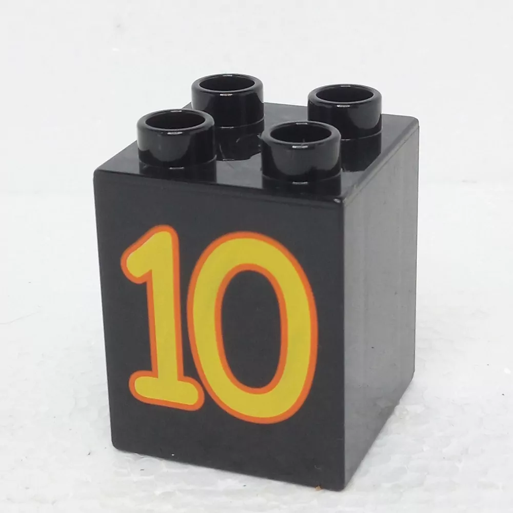 Lego® Duplo® Kostka 2x2x2 potisk číslo žlutá "10"