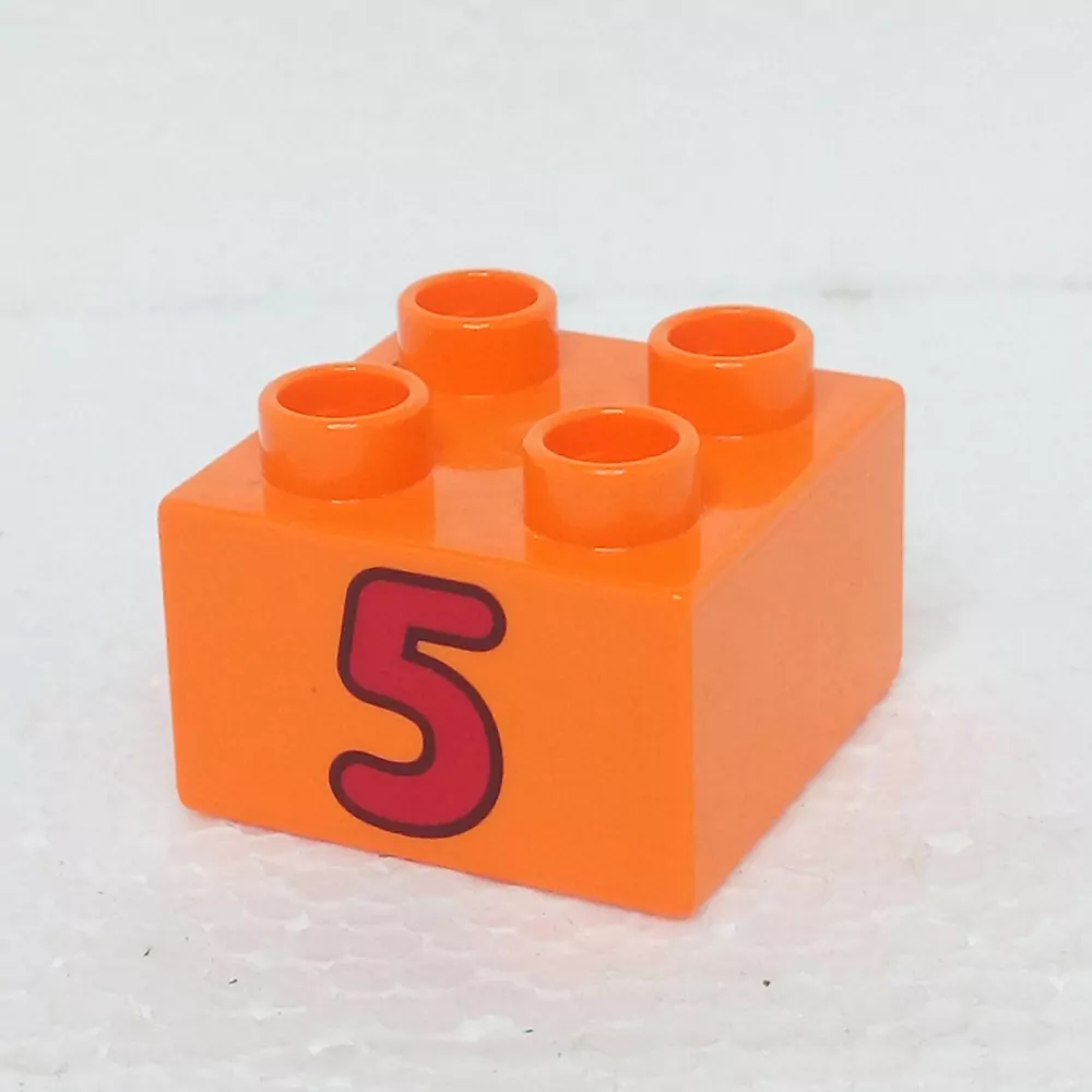 Lego® Duplo® Kostka 2x2 potisk červené číslo "5"