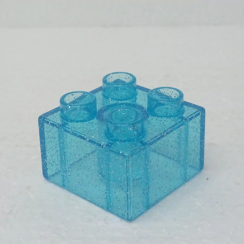 Lego® Duplo® Kostka 2x2 modrá průhledná třpytky