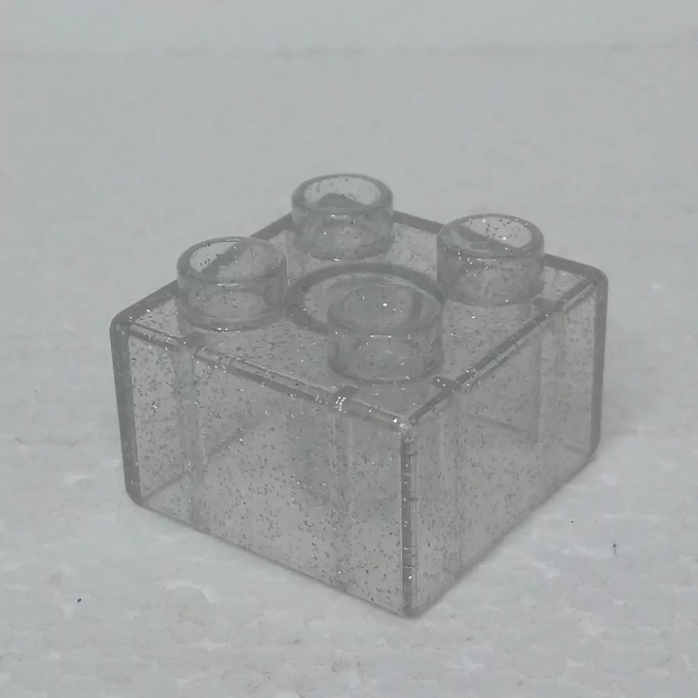 Lego® Duplo® Kostka 2x2 bílá průhledná třpytky