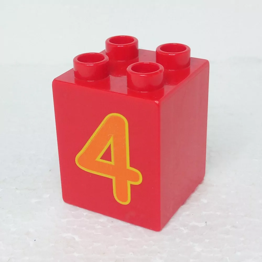 Lego® Duplo® Kostka 2x2x2 potisk číslo oranžové "4"