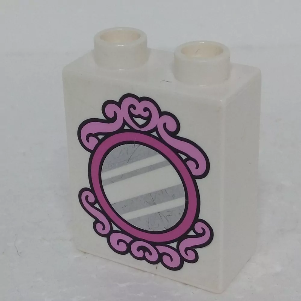 Lego® Duplo® Kostka 1x2x2 potisk růžové zrcadlo