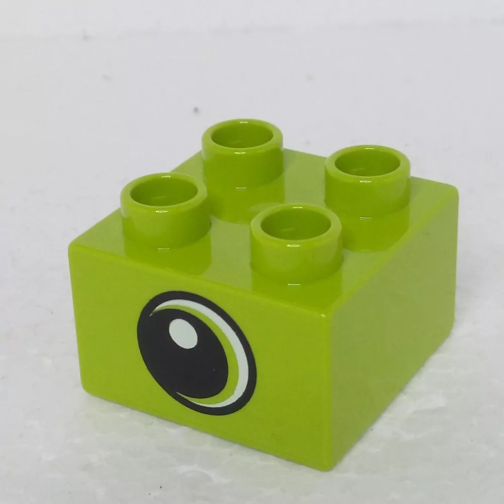 Lego® Duplo® Kostka 2x2 potisk oko malé, oboustranná světle zelená