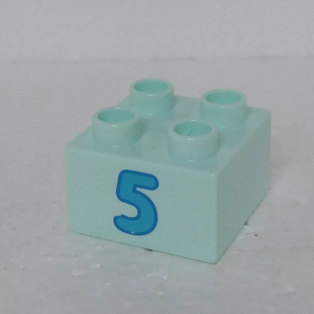 Lego® Duplo® Kostka 2x2 potisk modrá číslo "5"