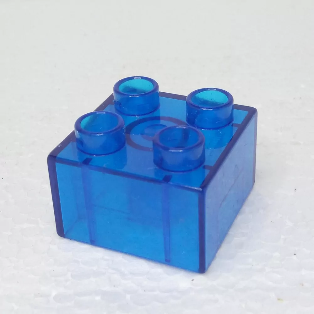 Lego® Duplo® Kostka 2x2 tmavě modrá průhledná