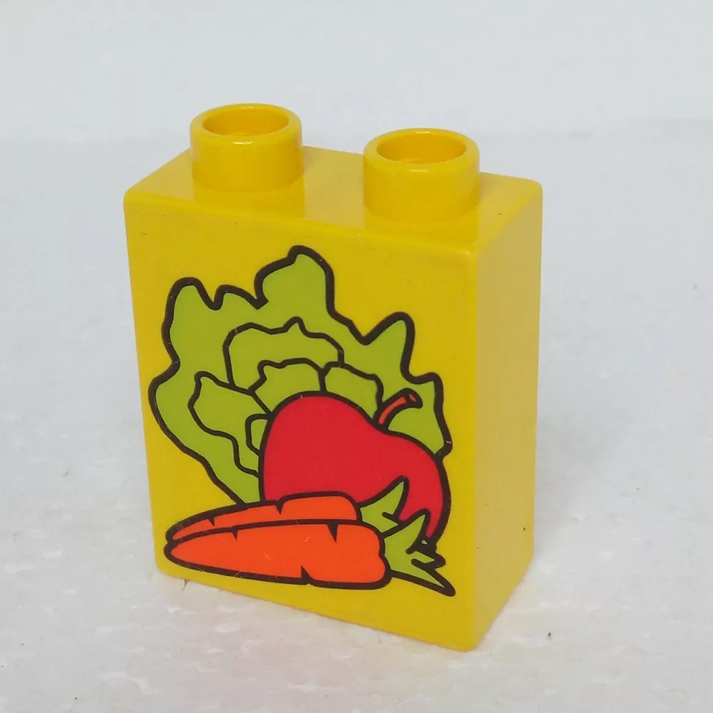 Lego® Duplo® Kostka 1x2x2 potisk ovoce, zelenina