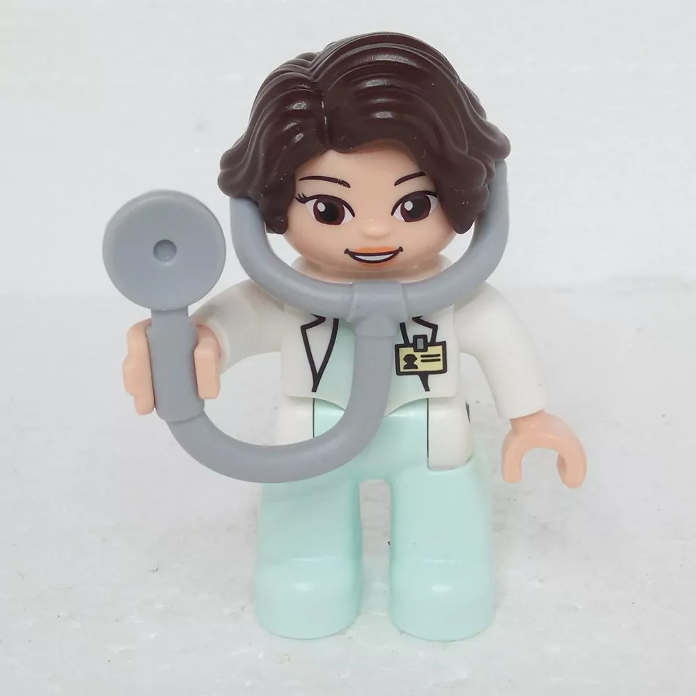 Lego® Duplo® Panáček Žena Lékařka se stetoskopem, Hnědé vlasy