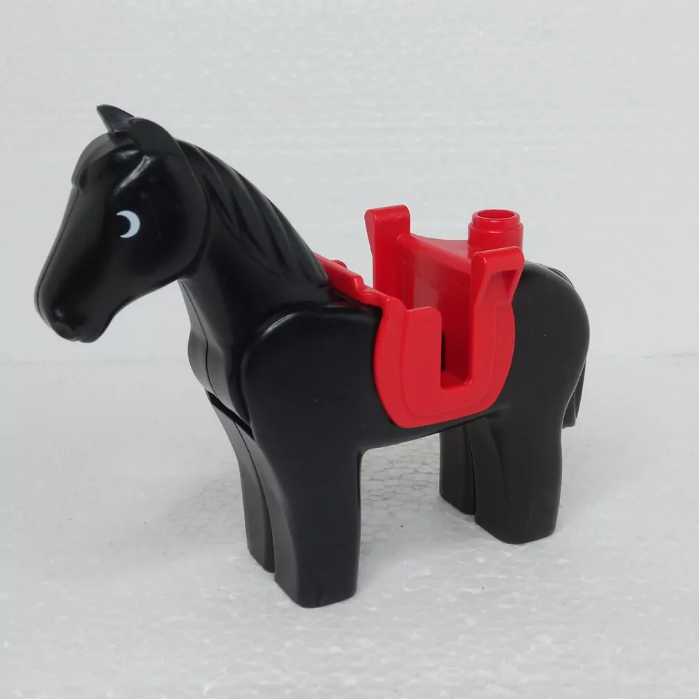 Lego® Duplo® Kůň černý ohnutá hlava, sedlo