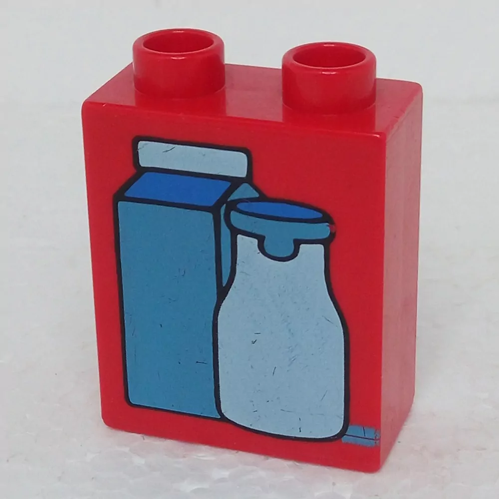 Lego® Duplo® Kostka 1x2x2 potisk mléko
