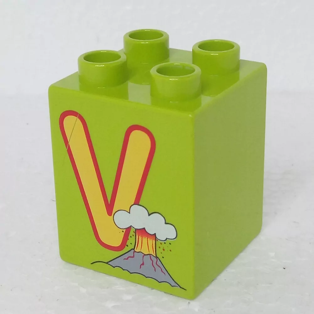 Lego® Duplo® Kostka 2x2x2 potisk písmeno V