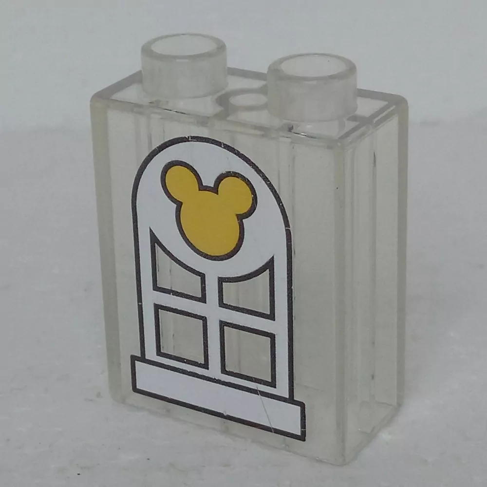 Lego® Duplo® Kostka 1x2x2 průhledná, potisk okno