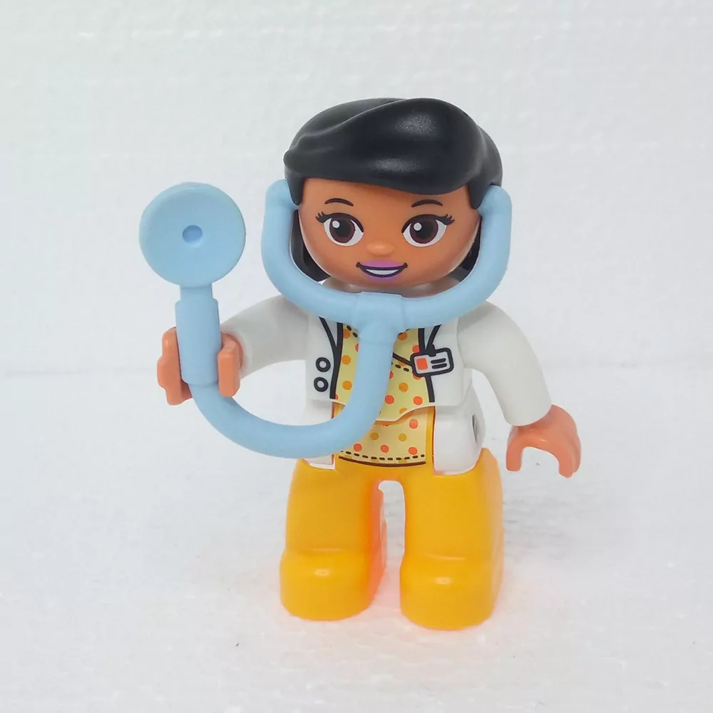 Lego® Duplo® Panáček Žena Lékařka se stetoskopem, Černé vlasy