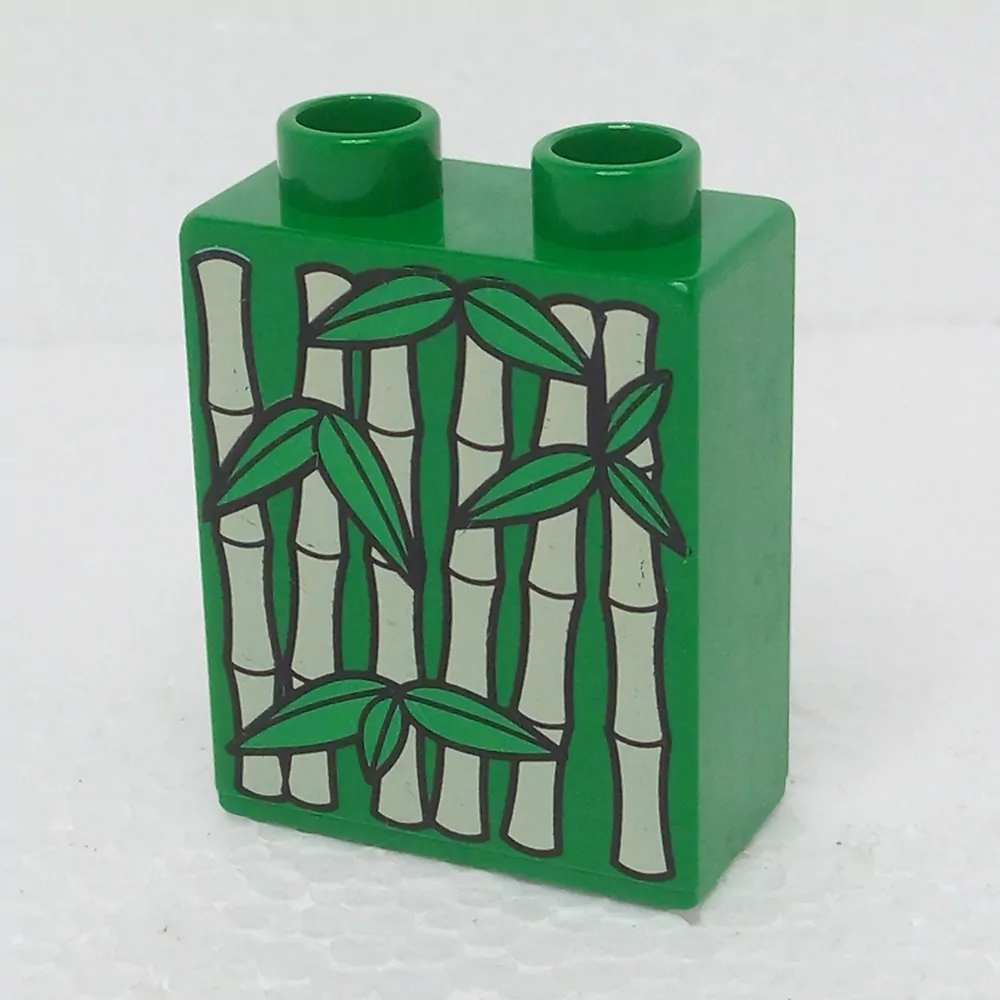 Lego® Duplo® Kostka 1x2x2 potisk bambus tmavě zelený