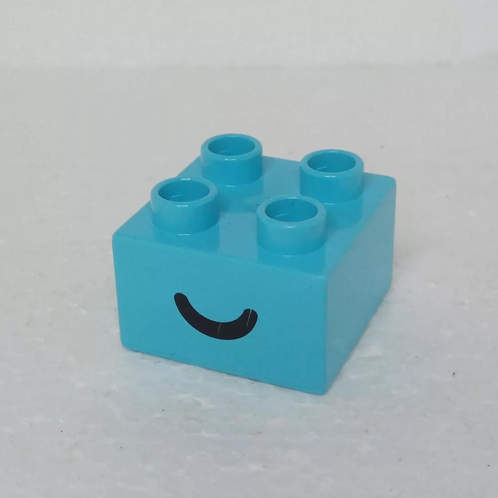 Lego® Duplo® Kostka 2x2 potisk oko, oboustranná modrá