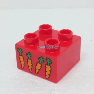 Lego® Duplo® Kostka 2x2 potisk mrkve