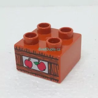 Lego® Duplo® Kostka 2x2 potisk jablka v krabici