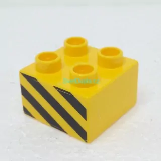 Lego® Duplo® Kostka 2x2 potisk žlutočervné pruhy