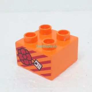 Lego® Duplo® Kostka 2x2 potisk dáreček s kytičkou