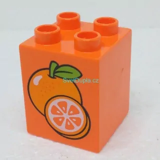 Lego® Duplo® Kostka 2x2x2 potisk pomeranč