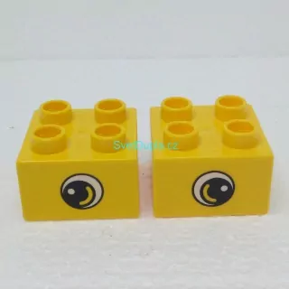 Lego® Duplo® Kostka 2x2 potisk oko oboustranná, žlutá