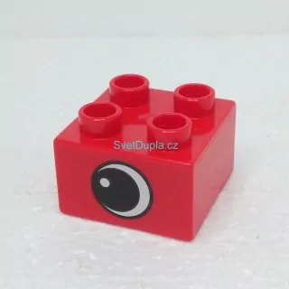 Lego® Duplo® Kostka 2x2 potisk oko, oboustranná červená