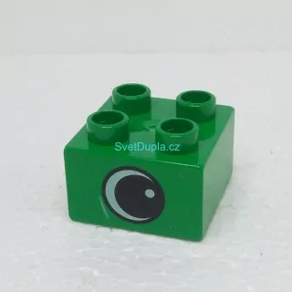 Lego® Duplo® Kostka 2x2 potisk oko, oboustranná tmavě zelená