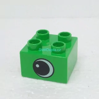 Lego® Duplo® Kostka 2x2 potisk oko, oboustranná světle zelená