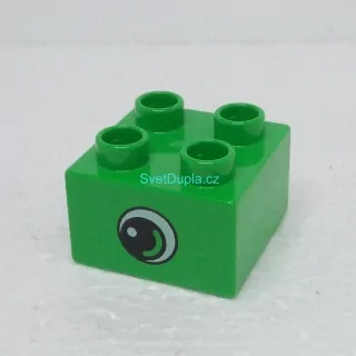 Lego® Duplo® Kostka 2x2 potisk oko malé, oboustranná světle zelená