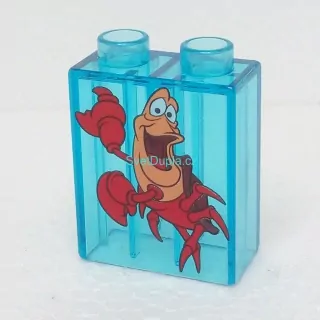 Lego® Duplo® Kostka 1x2x2 průhledná, potisk krab Sebastian