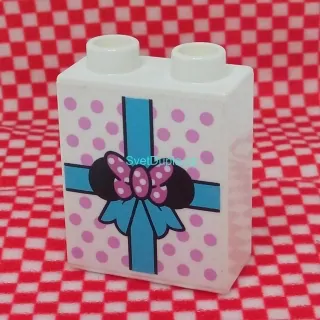 Lego® Duplo® Kostka 1x2x2 potisk dárek modrá stuha