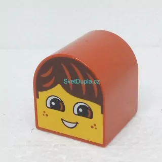 Lego® Duplo® Kostka potisk hlava, hnědé vlasy
