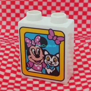 Lego® Duplo® Kostka 1x2x2 potisk Minnie s koťátkem