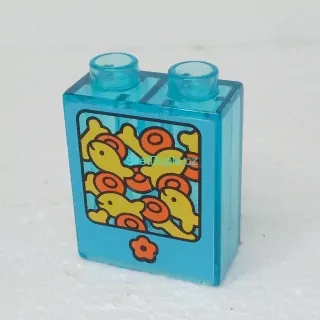 Lego® Duplo® Kostka 1x2x2 průhledná, potisk ryby