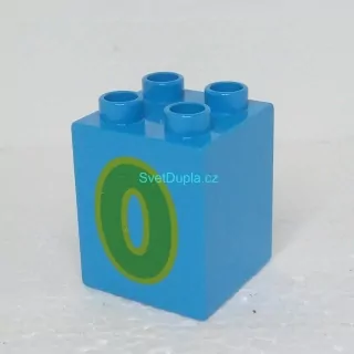 Lego® Duplo® Kostka 2x2x2 potisk číslo zelené "0"
