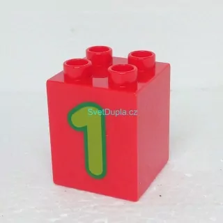 Lego® Duplo® Kostka 2x2x2 potisk číslo zelené "1"